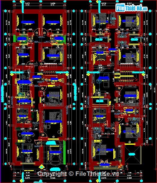 Kiến trúc,bản vẽ 3 tầng,khách sạn,bản vẽ cad